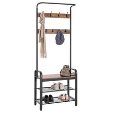 Load image into Gallery viewer, VIVOHOME 3-in-1 Entryway Hall Tree, Heavy Duty MDF Stand Coat Rack with Storage Bench, Industrial Wood Furniture with Stable Metal Frame, 8 Hooks