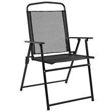 Load image into Gallery viewer, Flash Furniture Nantucket 6 Piece Black Patio Garden Set with Table, Umbrella and 4 Folding Chairs