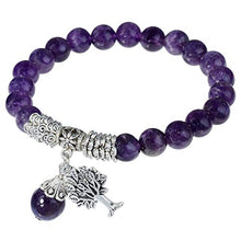 Load image into Gallery viewer, TUMBEELLUWA Beaded Bracelets Semi Precious Stone Yoga Beads Healing Crystals Tree of Life Charm Chakra Bracelet Handmade Jewelry for Women,Amethyst