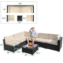 Load image into Gallery viewer, YITAHOME 7 Pieces Outdoor Conversation Set Patio Sectional Sofa PE Rattan Wicker Furniture Set Backyard Couch with Table & Cushions for Porch Lawn Garden (Black)