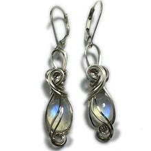 Load image into Gallery viewer, Moonstone Earrings 925 Sterling Silver - Rainbow Moonstone for Women or Men Jewelry, Elegant Gift Box, Exact Gems in Picture, Rocks2Rings 8S2-7 ZP