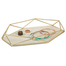 Load image into Gallery viewer, Umbra 299481-221 Prisma Tray, Geometric Plated Jewelry Storage, 11" Length x 7.25" Height x 1.5” Width, Matte Brass