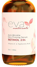 Load image into Gallery viewer, Natural Vitamin A Retinol Serum 2.5%, XL 2 oz. Bottle – Anti-Aging Serum + Vitamin E Oil, Jojoba Oil, Witch Hazel – Hyaluronic Acid Serum for Face Fades Wrinkles, Dark Spots, Damage by Eva Naturals