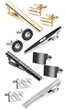 Load image into Gallery viewer, YADOCA Tie Clip Cufflinks Set for Men Necktie Tie Bar Clips Business Shirts Tuxedo Wedding Gift with Box Silver-Tone Gold-Tone Black