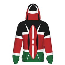 Load image into Gallery viewer, Kenya Flag Print Hoodies Kids 3D Print Sweatshirts Long Sleeve Pullover Hoodies with Pocket for Teen Boys and Girls Black
