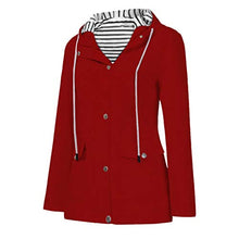 Load image into Gallery viewer, Women Light Jacket for Trip Rain Protection, Long Sleeve Waterproof Hooded Raincoat Travel Trench Coats with Pocket( Red, 3X-Large )