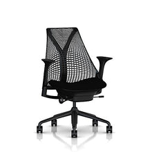 Load image into Gallery viewer, Herman Miller Sayl Ergonomic Office Chair with Tilt Limiter and Carpet Casters | Stationary Seat Depth and Arms | Black Frame with Black Rhythm Seat