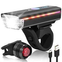 Load image into Gallery viewer, Yosky USB Rechargeable Bike Light Front with Horn & Free Back Light, Waterproof LED Bicycle Flashlight Rear Light Accessories Set Compatible with Mountain Kids Street Bikes for Men Women