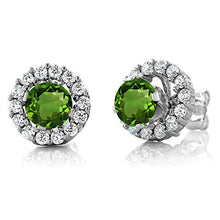Load image into Gallery viewer, Gem Stone King 1.39 Ct Round Green Chrome Diopside 925 Sterling Silver Earrings