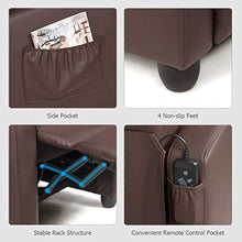 Load image into Gallery viewer, Giantex Recliner Chair for Living Room, Recliner Sofa Wingback Chair w/Massage Function, Padded Seat PU Leather Reclining Chair w/Side Pocket, Home Theater Seating Massage Recliner Easy Lounge (Brown