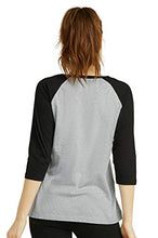 Load image into Gallery viewer, Cottonbell Women's Baseball Quarter Sleeve Tee Shirt (S, Light Heather/Black)