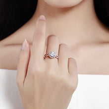 Load image into Gallery viewer, AllenCOCO Halo Engagement Rings 14k Gold Plated 1.25ct Simulated Diamond Wedding Rings (R6.5)