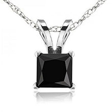 Load image into Gallery viewer, Dazzlingrock Collection 0.75 Carat (ctw) 14K Princess Cut Black Diamond Ladies Solitaire Pendant 3/4 CT, White Gold