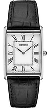 Load image into Gallery viewer, Seiko Men Stainless Steel Quartz Dress Watch with Leather Strap, Black, 20 (Model: SWR049)