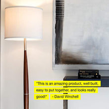 Load image into Gallery viewer, Brightech Lucas - Mid Century Modern Floor Lamp For Bedroom Reading - Brighten Living Room Corners with A Free Standing Light - Tall Office Lighting With Drum Shade & Handsome Wood Finish