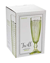 Load image into Gallery viewer, Godinger Champagne Flutes Beverage Glass Cups - Twill Emerald Green - Set of 4