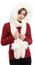 Load image into Gallery viewer, Soft Winter Warm Hooded Scarf Headscarf Neckwarmer Hoodie Hat,White