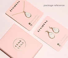 Load image into Gallery viewer, Bohemian Wood And Marble Effect Pentagon Shaped Drop Statement Earrings