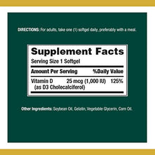 Load image into Gallery viewer, Vitamin D3 by Nature’s Bounty for immune support. Vitamin D3 provides immune support and promotes healthy bones. 1000IU, 350 Softgels