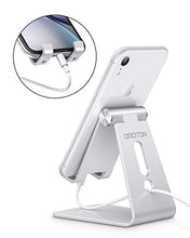 Load image into Gallery viewer, Adjustable Cell Phone Stand, OMOTON C2 Aluminum Desktop Phone Holder Dock Compatible with iPhone 11 Pro, SE, XR, 8 Plus 7 6, Samsung Galaxy, Google Pixel and More, Sliver
