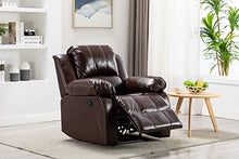 Load image into Gallery viewer, Bonzy Home Air Leather Recliner Chair Overstuffed Heavy Duty Recliner - Faux Leather Home Theater Seating - Manual Bedroom & Living Room Chair Reclining Sofa (Red Brown)
