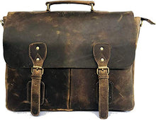 Load image into Gallery viewer, 18 Inch Vintage Handmade Leather Messenger Bag for Laptop Briefcase Best Computer Satchel School Distressed Bag (16 inch, Brown)