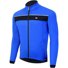 Load image into Gallery viewer, Souke Sports Men’s Winter Warm Cycling Jacket Windproof Running Water Resistant Thermal Breathable Softshell Windbreaker Reflective for Bike Riding Blue(Blue,X-Large)