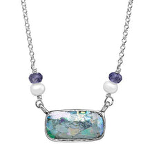 Load image into Gallery viewer, Silpada 'Pons Drusi' 4-4.5 mm Freshwater Cultured Pearl & Roman Glass & Natural Iolite Necklace in Sterling Silver