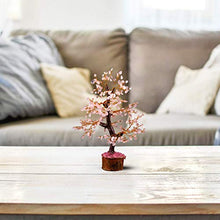 Load image into Gallery viewer, YATHABI Rose Quartz Golden Wire Handmade Gemstone Tree with Rose Quartz Gemstone Carved Angel for Attracting Positive Energies Crystal Healing Chakra Balancing & Home Decor