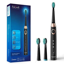 Load image into Gallery viewer, Fairywill Sonic Electric Toothbrush Rechargeable for Adults and Kids, ADA Accepted, 3 Brush Heads Included, 4 Hours Charge Minimum 30 Days Use, Dentists Recommend, Build in 2 Mins Timer Black