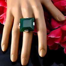 Load image into Gallery viewer, CaratYogi Green Onyx Emerald Cut Gemstone Ring 925 Sterling Silver Chakra Healing Fashionable and Stylish Handmade Rings for Men and Women Size N