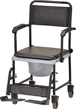 Load image into Gallery viewer, NOVA Medical Products Drop Arm (for Easy User Transfer) Transport Chair Commode, Rolling with Locking Wheels & Removable Padded Seat, Hammertone
