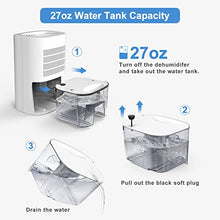 Load image into Gallery viewer, SEAVON Dehumidifiers for Home, 2200 Cubic Feet (215 sq ft), Portable Compact 27oz Capacity Quiet Mini Dehumidifier for Bedroom, Basements, Bathroom, Garage, Wardrobe Closet, Kitchen, Office, RV
