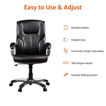 Load image into Gallery viewer, Amazon Basics Executive Home Office Desk Chair with Padded Armrests, Adjustable-Height/Tilt Rolling Swivel Chair - Black/Silver, 275Lb Capacity
