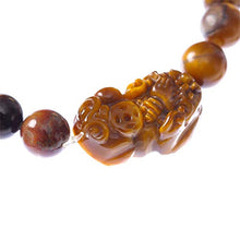 Load image into Gallery viewer, Prime Fengshui Prosperity Feng Shui 10mm Tiger Eye Stone Beads Elastic Bracelet with Pi Xiu/Pi Yao Attract Wealth and Good Luck