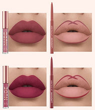 Load image into Gallery viewer, URQT 12pcs Lip Liner and Lipstick Makeup Set, 6 Velvety Matte Liquid Lipsticks + 6 Matching Smooth Lip Liner One Step Lips Makeup Kits Waterproof Long Lasting Matte Lipstick Gift Set