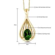 Load image into Gallery viewer, Gem Stone King 10K Yellow Gold Green Chrome Diopside and Diamond Pendant (0.45 Ct Oval With 18 Inch Chain)