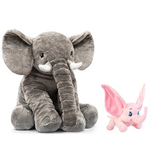 Load image into Gallery viewer, Stuffed Elephant Plush Animal Toy 24 INCH+ 9.8 INCH(2PC)