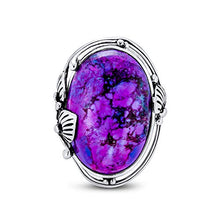 Load image into Gallery viewer, Large Oval Statement Stabilized Purple Turquoise Ring For Women 925 Sterling Silver