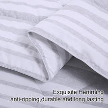 Load image into Gallery viewer, COHOME Queen 2100 Series Cooling Comforter Down Alternative Quilted Duvet Insert with Corner Tabs All-Season - Luxury Snuggly Hotel Comforter - Reversible - Machine Washable- Grey/White Stripe