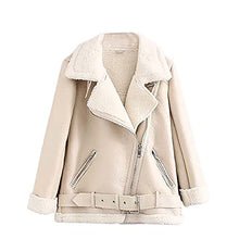 Load image into Gallery viewer, Womens Sherpa Jacket Teen Girls Winter Warm Coat Zip Up Solid Color Lapel Tops Soft Shacket Fleece Collar Plush Jacket Beige
