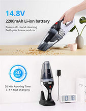 Load image into Gallery viewer, Homasy Handheld Vacuum Cordless, 8Kpa Hand Vacuum with Powerful Cyclonic Suction, Portable Vacuum Cleaner with Long Lasting up to 30mins (Wet&Dry, 3H Charging) for Pet Hair, Dust,Gravel,Home Cleaning