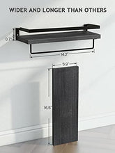 Load image into Gallery viewer, AMADA HOMEFURNISHING Wall Shelves, Floating Shelves for Bathroom, Kitchen, Bedroom, Bathroom Shelf with Towel Bar, Set of 2 Black-AMFS01B