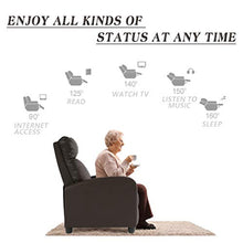 Load image into Gallery viewer, Recliner Chair for Living Room Massage Recliner Sofa Reading Chair Winback Single Sofa Home Theater Seating Modern Reclining Chair Easy Lounge with PU Leather Padded Seat Backrest (Brown)