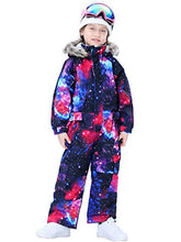 Load image into Gallery viewer, SNBOCON Kids Waterproof Colorful One Piece Coveralls Ski Suits Snowsuits Winter Jumpsuits Snowboarding (150cm,Star)