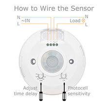 Load image into Gallery viewer, J.LUMI YCA1050 PIR Motion Sensor Light Switch 2000W, Ceiling Mount Motion Sensor Ceiling Motion Sensor Switch, PIR Sensor, Slim Profile, White (85-265V AC)