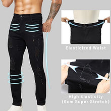 Load image into Gallery viewer, Talanes Ripped Jeans for Men Slim Fit Skinny Jean Pants Stretch Distressed Tapered Leg Black 28