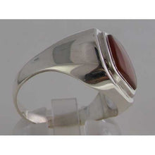Load image into Gallery viewer, Gents Solid 925 Sterling Silver Natural Carnelian Mens Signet Ring - Size 11 - Sizes 6 to 13 Available