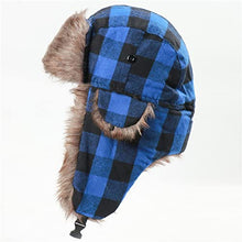 Load image into Gallery viewer, Trapper Hat Winter Hats for Men Russian Warm Fur Hat with Ear Flaps,Windproof Trooper Ski Hats Hunting Hat Blue