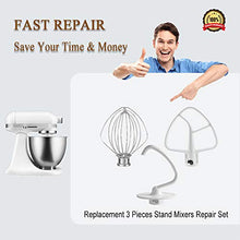 Load image into Gallery viewer, Primeswift K45DH Dough Hook K45B Flat Beater K45WW Wire Whip 3 Pieces 5 Quart Kitchen Mixer Replacement
